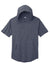 Sport-Tek ST404 Mens Moisture Wicking Short Sleeve Hooded T-Shirt Hoodie Heather True Navy Blue Flat Front