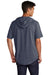 Sport-Tek ST404 Mens Moisture Wicking Short Sleeve Hooded T-Shirt Hoodie Heather True Navy Blue Model Back