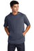 Sport-Tek ST404 Mens Moisture Wicking Short Sleeve Hooded T-Shirt Hoodie Heather True Navy Blue Model Front