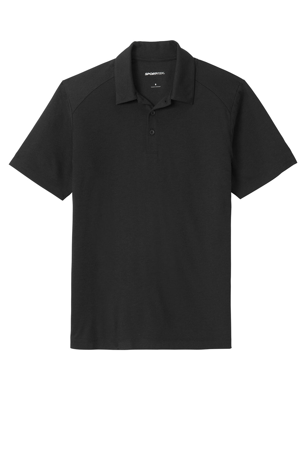 Sport-Tek ST405 Mens Moisture Wicking Short Sleeve Polo Shirt Black Flat Front