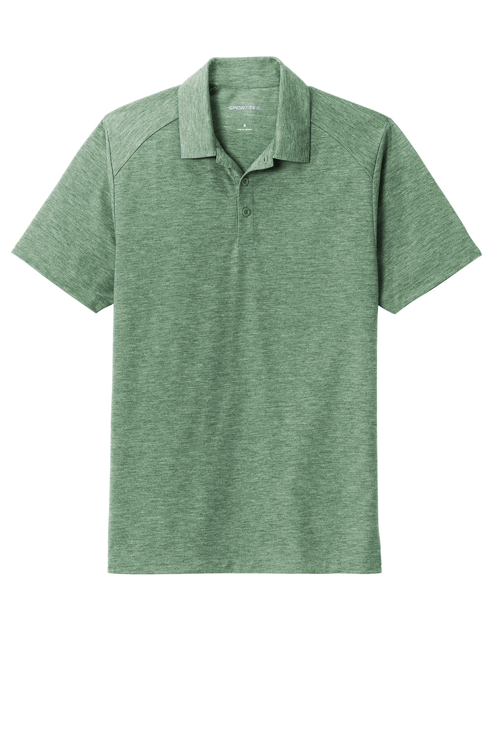 Sport-Tek ST405 Mens Moisture Wicking Short Sleeve Polo Shirt Heather Forest Green Flat Front