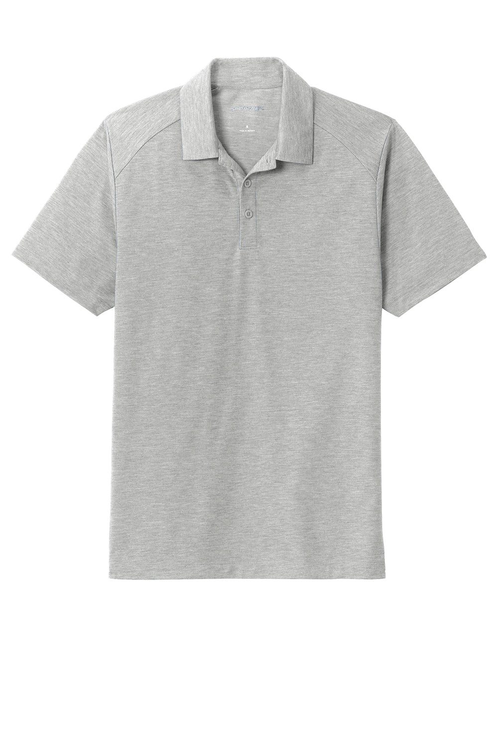 Sport-Tek ST405 Mens Moisture Wicking Short Sleeve Polo Shirt Heather Light Grey Flat Front