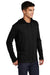 Sport-Tek ST406 Mens Moisture Wicking Long Sleeve Hooded T-Shirt Hoodie Black Model 3q