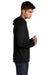 Sport-Tek ST406 Mens Moisture Wicking Long Sleeve Hooded T-Shirt Hoodie Black Model Side