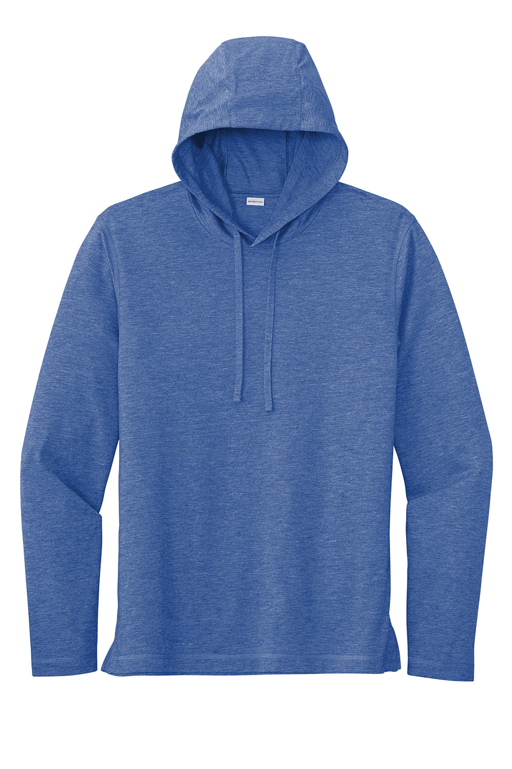 Sport-Tek ST406 Mens Moisture Wicking Long Sleeve Hooded T-Shirt Hoodie Heather True Royal Blue Flat Front