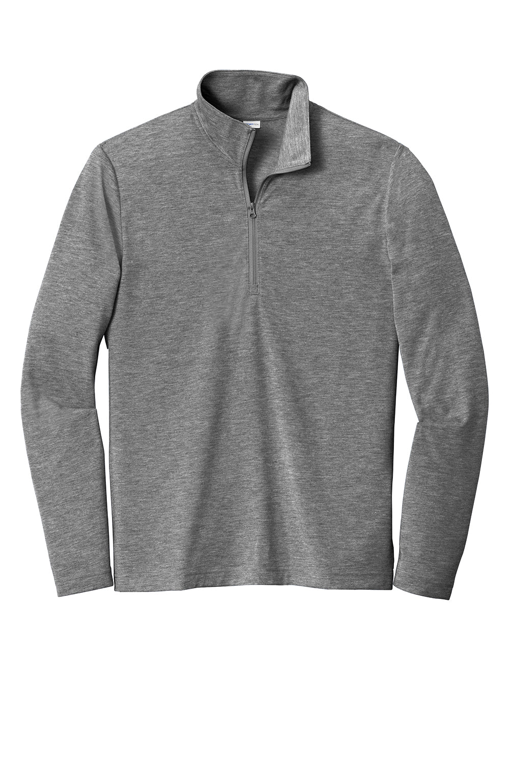 Sport-Tek ST407 Mens Moisture Wicking 1/4 Zip Sweatshirt Heather Dark Grey Flat Front