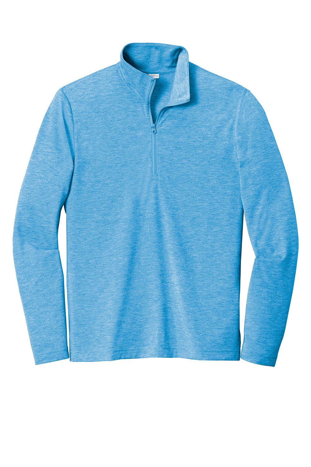 Sport-Tek ST407 Mens Moisture Wicking 1/4 Zip Sweatshirt Heather Pond Blue Flat Front