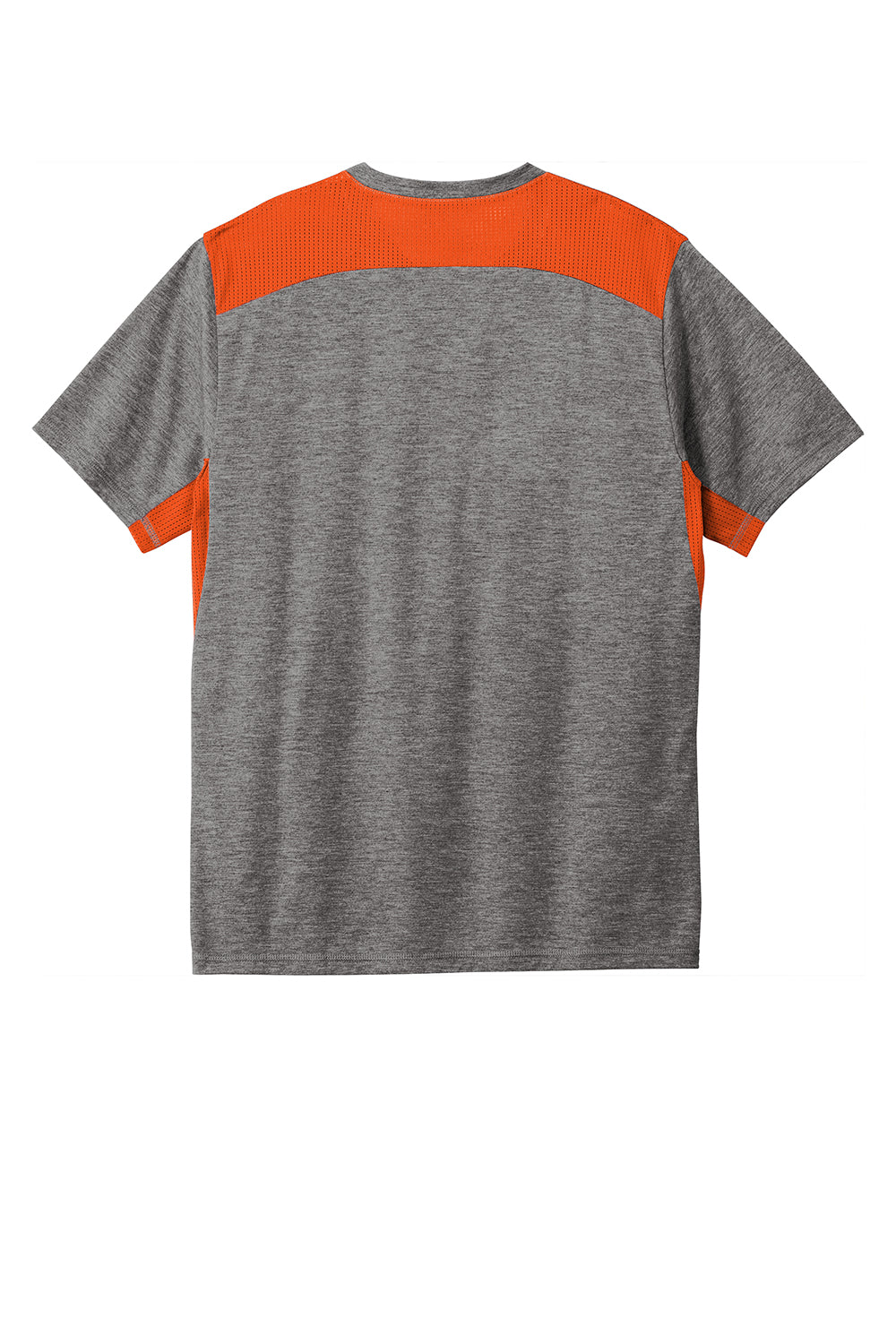 Sport-Tek ST410 Mens Draft Moisture Wicking Short Sleeve Crewneck T-Shirt Heather Dark Grey/Deep Orange Flat Back