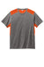 Sport-Tek ST410 Mens Draft Moisture Wicking Short Sleeve Crewneck T-Shirt Heather Dark Grey/Deep Orange Flat Front