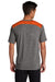 Sport-Tek ST410 Mens Draft Moisture Wicking Short Sleeve Crewneck T-Shirt Heather Dark Grey/Deep Orange Model Back