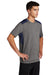 Sport-Tek ST410 Mens Draft Moisture Wicking Short Sleeve Crewneck T-Shirt Heather Dark Grey/True Navy Blue Model 3q