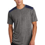 Sport-Tek Mens Draft Moisture Wicking Short Sleeve Crewneck T-Shirt - Heather Dark Grey/True Navy Blue