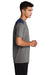 Sport-Tek ST410 Mens Draft Moisture Wicking Short Sleeve Crewneck T-Shirt Heather Dark Grey/True Navy Blue Model Side