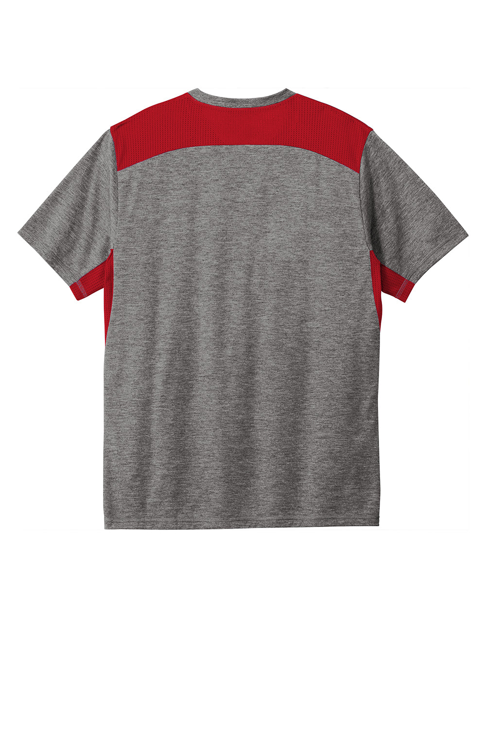 Sport-Tek ST410 Mens Draft Moisture Wicking Short Sleeve Crewneck T-Shirt Heather Dark Grey/True Red Flat Back