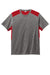 Sport-Tek ST410 Mens Draft Moisture Wicking Short Sleeve Crewneck T-Shirt Heather Dark Grey/True Red Flat Front