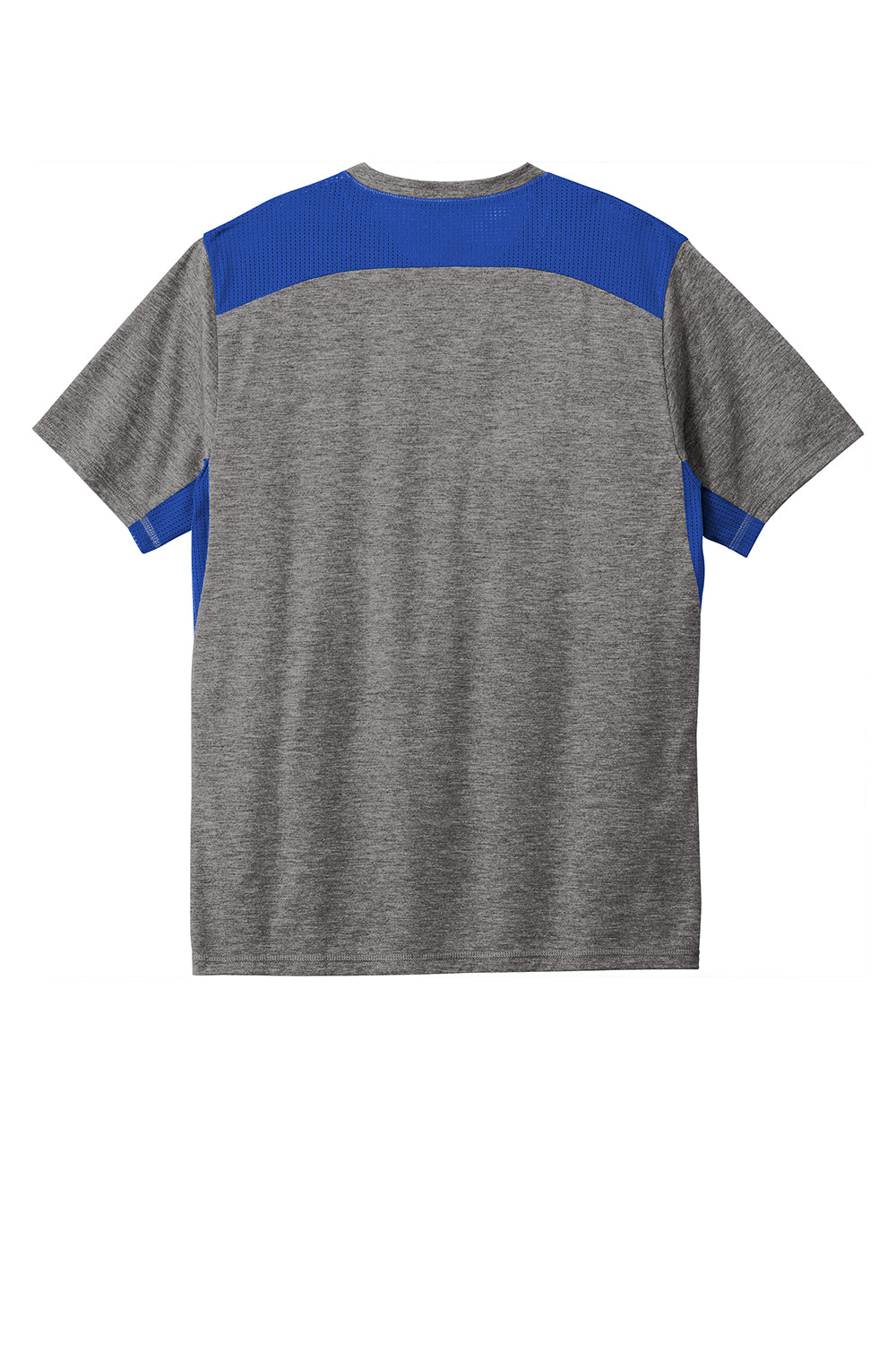 Sport-Tek ST410 Mens Draft Moisture Wicking Short Sleeve Crewneck T-Shirt Heather Dark Grey/True Royal Blue Flat Back