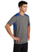 Sport-Tek ST410 Mens Draft Moisture Wicking Short Sleeve Crewneck T-Shirt Heather Dark Grey/True Royal Blue Model 3q