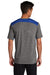 Sport-Tek ST410 Mens Draft Moisture Wicking Short Sleeve Crewneck T-Shirt Heather Dark Grey/True Royal Blue Model Back