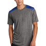 Sport-Tek Mens Draft Moisture Wicking Short Sleeve Crewneck T-Shirt - Heather Dark Grey/True Royal Blue