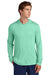 Sport-Tek ST420LSH Mens Posi-UV Pro Long Sleeve Hooded T-Shirt Hoodie Bright Seafoam Green Model Front