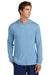 Sport-Tek ST420LSH Mens Posi-UV Pro Long Sleeve Hooded T-Shirt Hoodie Light Blue Model Front