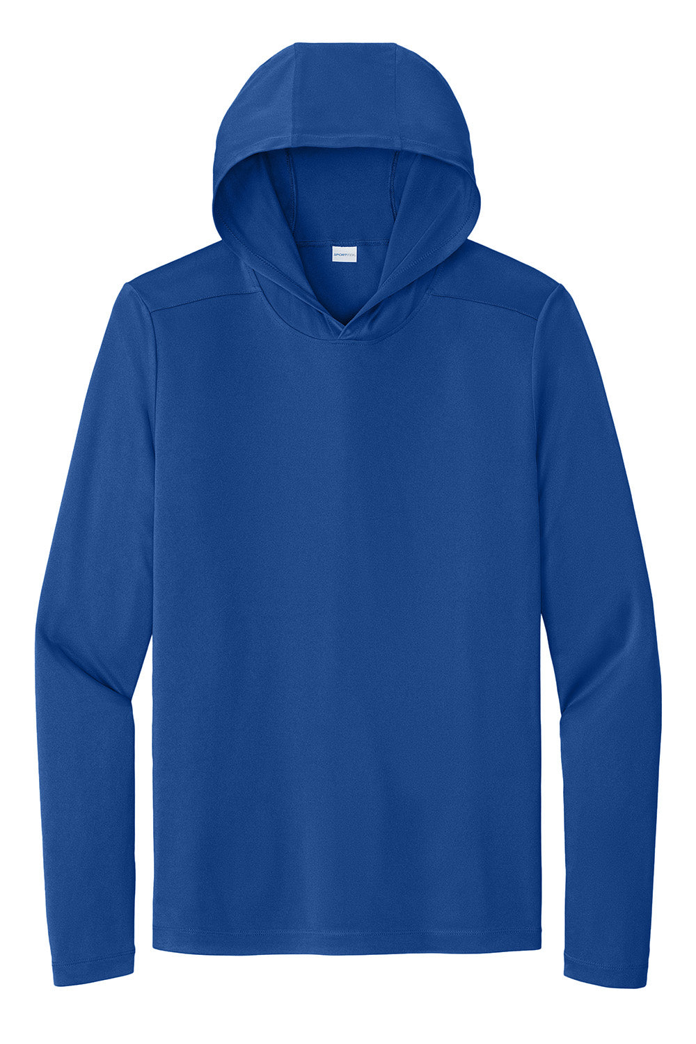 Sport-Tek ST420LSH Mens Posi-UV Pro Long Sleeve Hooded T-Shirt Hoodie True Royal Blue Flat Front