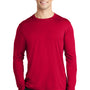 Sport-Tek Mens Moisture Wicking Long Sleeve Crewneck T-Shirt - Deep Red - NEW