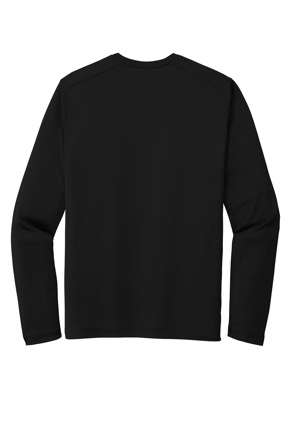 Sport-Tek ST420LS Mens Moisture Wicking Long Sleeve Crewneck T-Shirt Black Flat Back