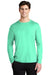 Sport-Tek ST420LS Mens Moisture Wicking Long Sleeve Crewneck T-Shirt Bright Seafoam Green Model Front