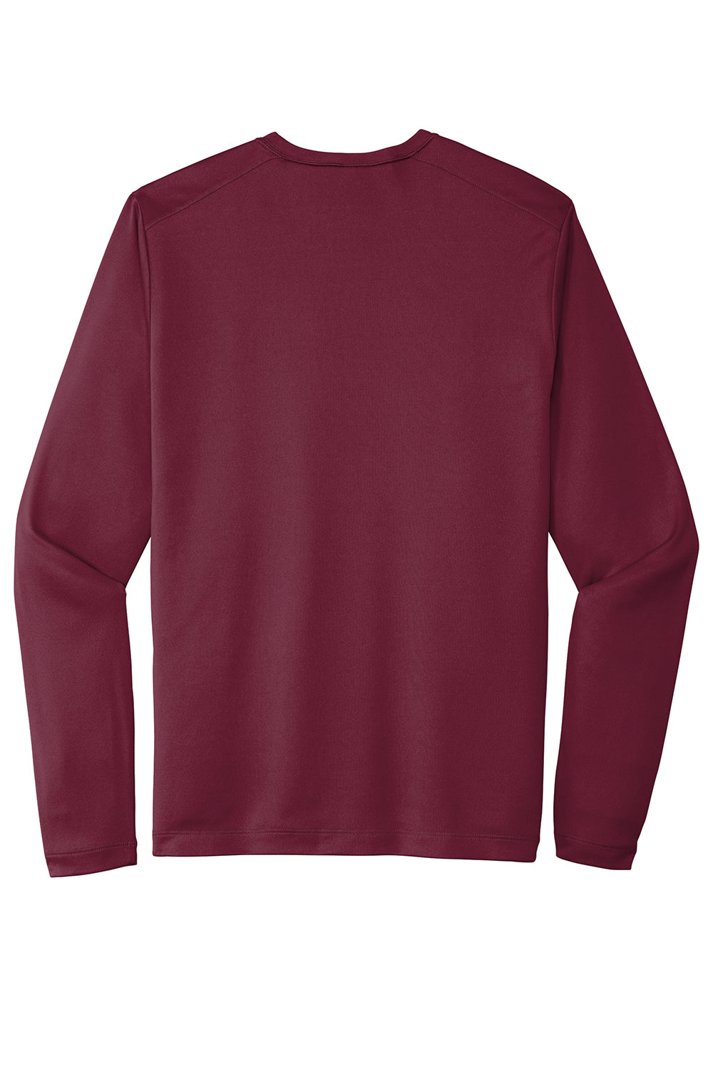 Sport-Tek ST420LS Mens Moisture Wicking Long Sleeve Crewneck T-Shirt Cardinal Red Flat Back