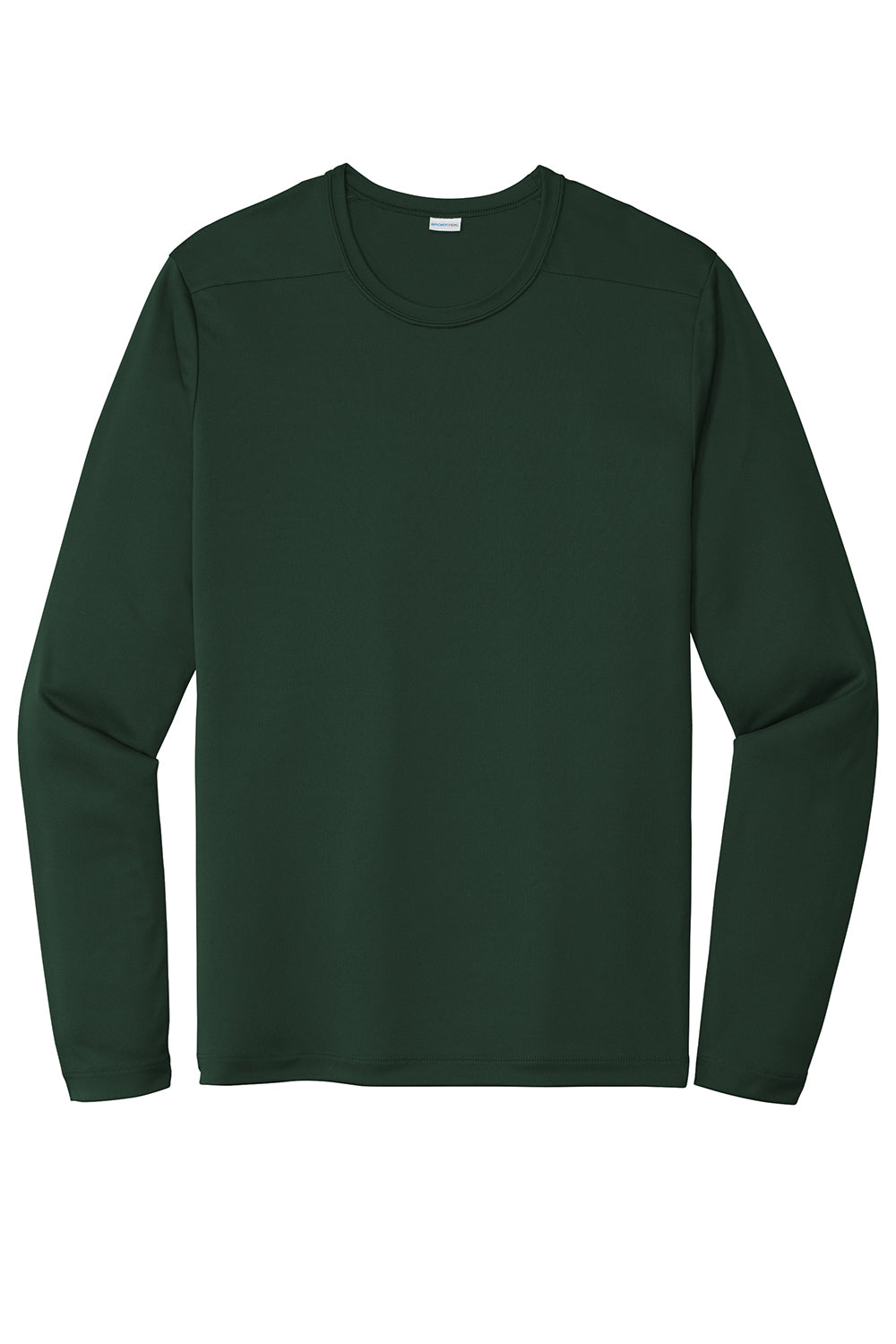 Sport-Tek ST420LS Mens Moisture Wicking Long Sleeve Crewneck T-Shirt Forest Green Flat Front