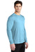 Sport-Tek ST420LS Mens Moisture Wicking Long Sleeve Crewneck T-Shirt Light Blue Model 3q