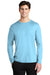 Sport-Tek ST420LS Mens Moisture Wicking Long Sleeve Crewneck T-Shirt Light Blue Model Front