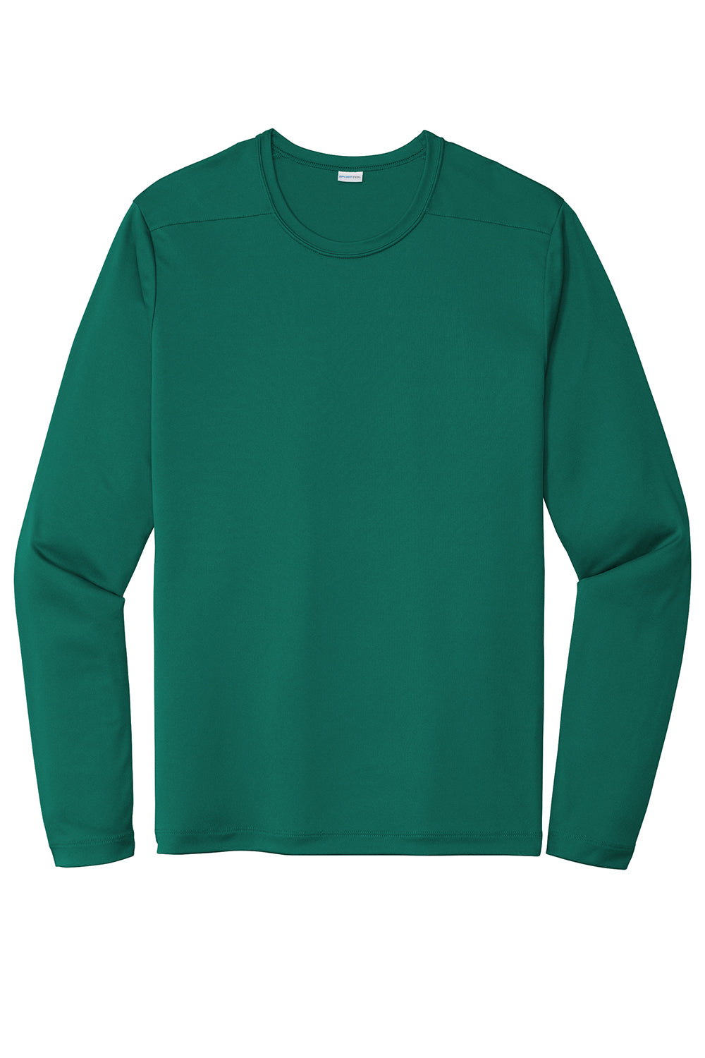 Sport-Tek ST420LS Mens Moisture Wicking Long Sleeve Crewneck T-Shirt Marine Green Flat Front