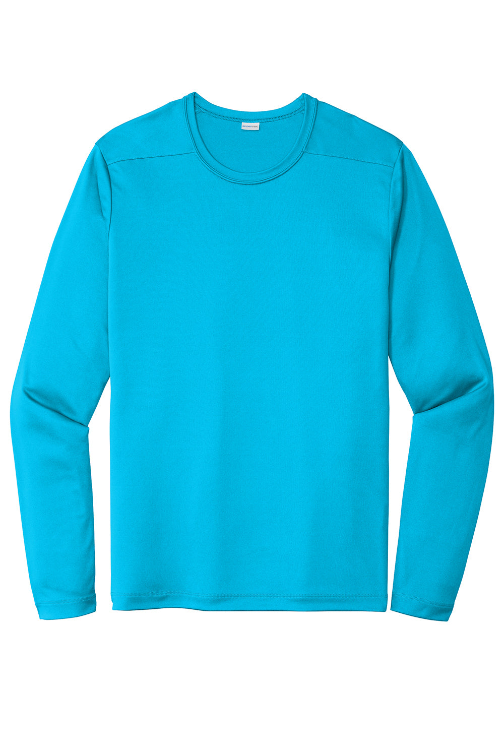 Sport-Tek ST420LS Mens Moisture Wicking Long Sleeve Crewneck T-Shirt Sapphire Blue Flat Front