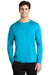 Sport-Tek ST420LS Mens Moisture Wicking Long Sleeve Crewneck T-Shirt Sapphire Blue Model Front