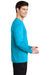 Sport-Tek ST420LS Mens Moisture Wicking Long Sleeve Crewneck T-Shirt Sapphire Blue Model Side