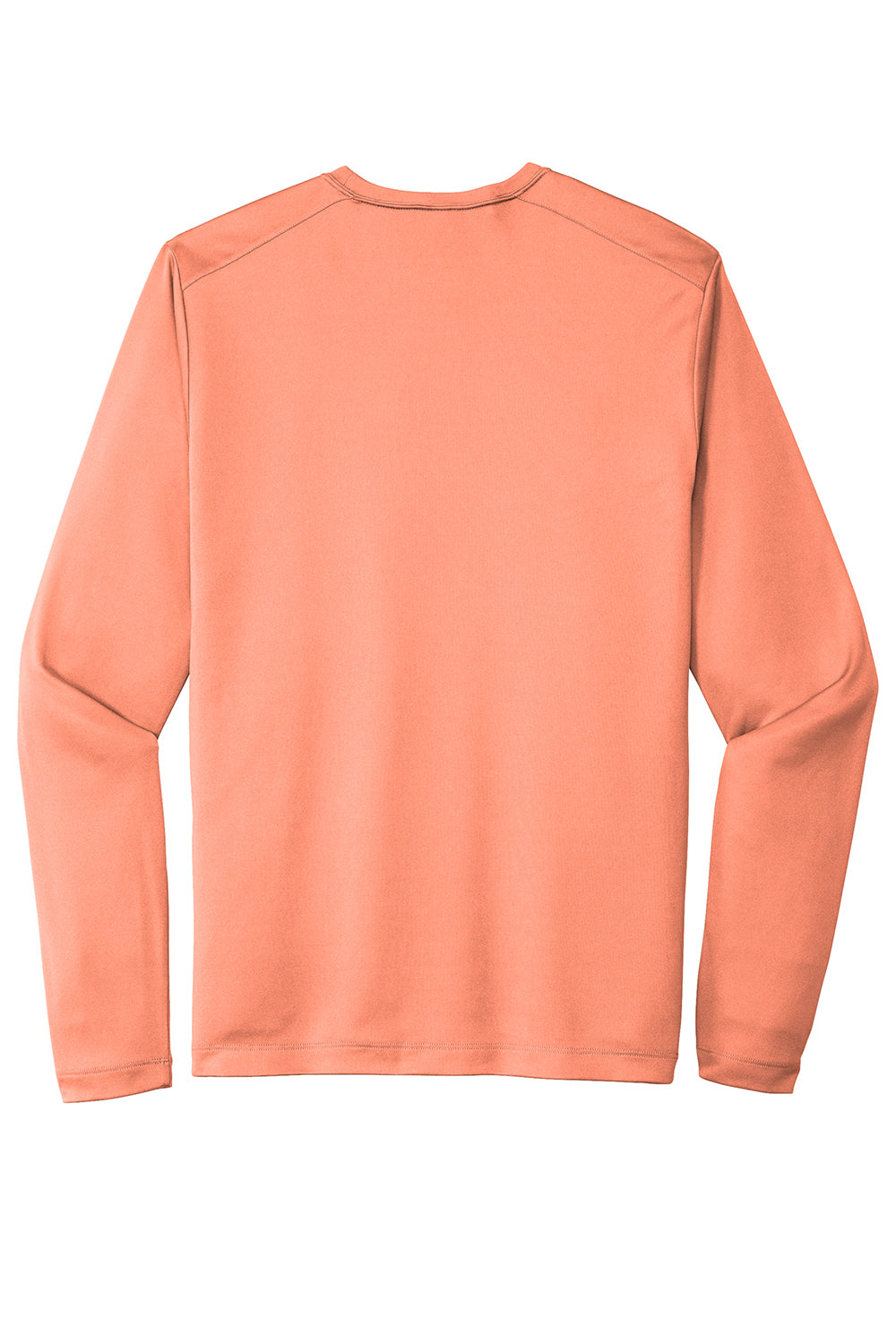 Sport-Tek ST420LS Mens Moisture Wicking Long Sleeve Crewneck T-Shirt Soft Coral Orange Flat Back