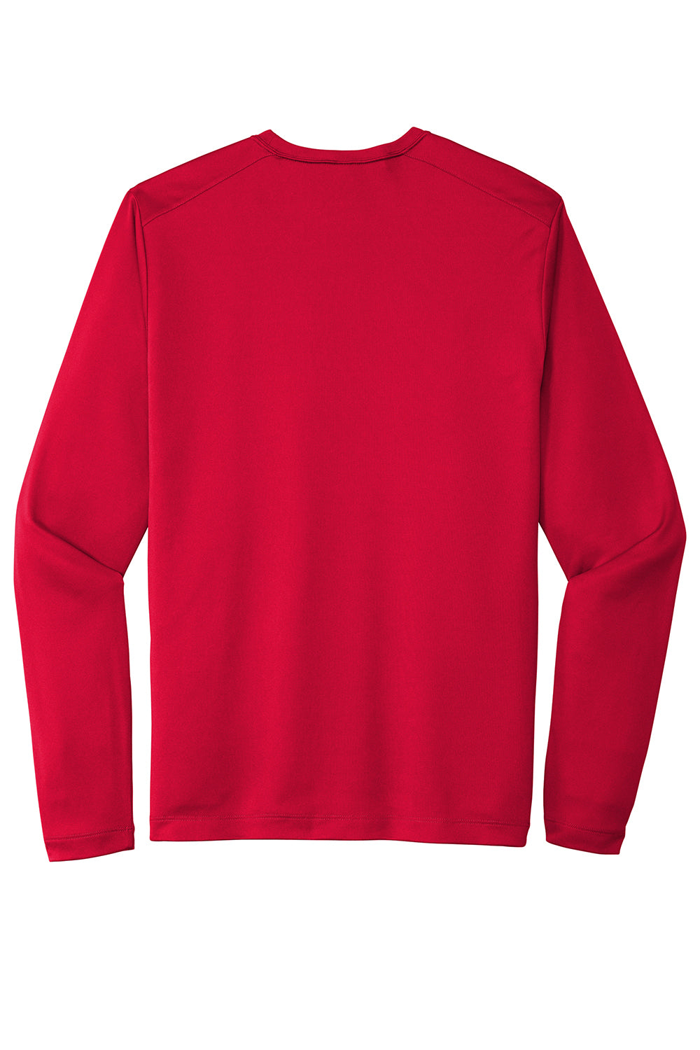 Sport-Tek ST420LS Mens Moisture Wicking Long Sleeve Crewneck T-Shirt True Red Flat Back