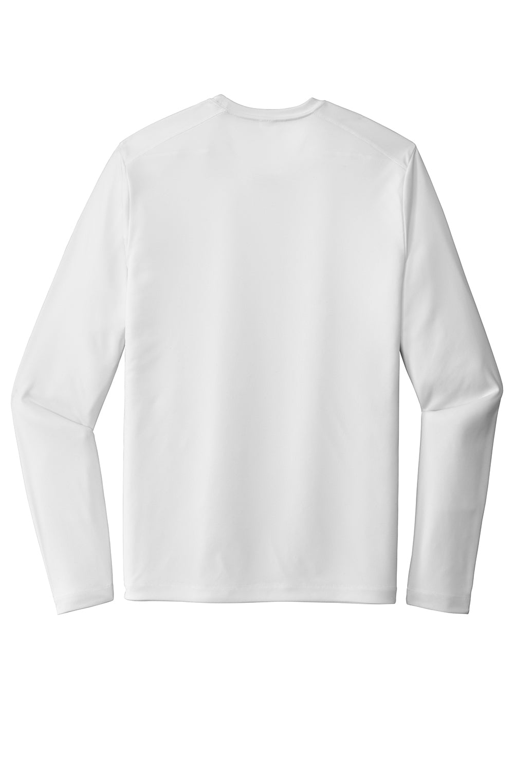 Sport-Tek ST420LS Mens Moisture Wicking Long Sleeve Crewneck T-Shirt White Flat Back