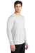 Sport-Tek ST420LS Mens Moisture Wicking Long Sleeve Crewneck T-Shirt White Model 3q