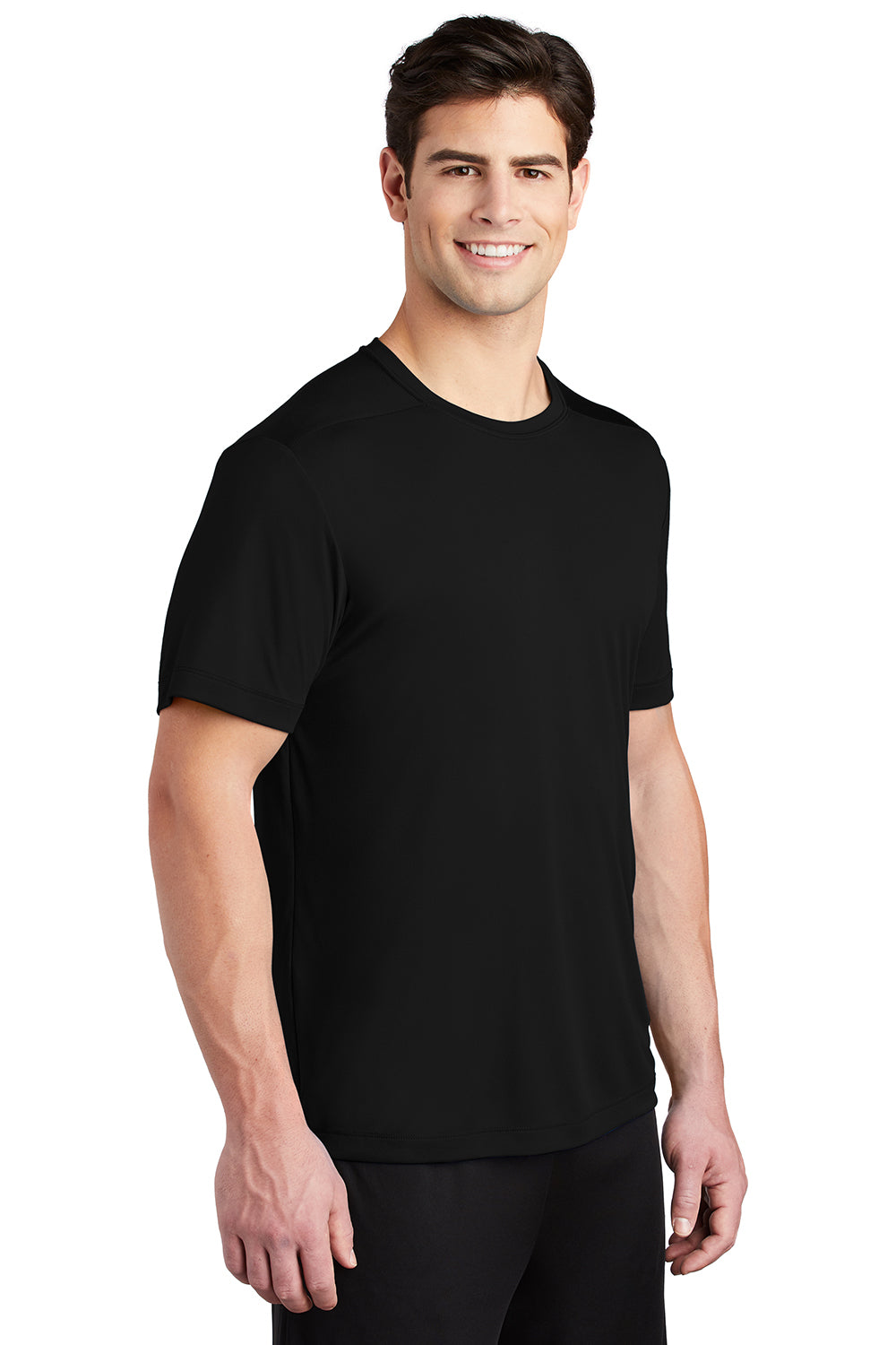 Sport-Tek ST420 Mens Moisture Wicking Short Sleeve Crewneck T-Shirt Black Model 3q