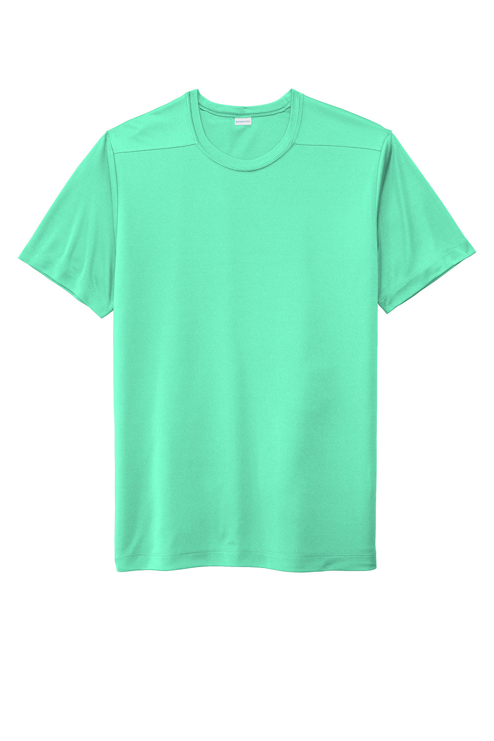 Sport-Tek ST420 Mens Moisture Wicking Short Sleeve Crewneck T-Shirt Bright Seafoam Green Flat Front