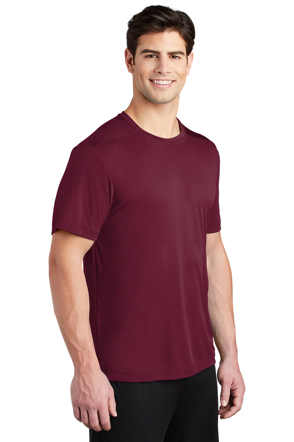 Sport-Tek ST420 Mens Moisture Wicking Short Sleeve Crewneck T-Shirt Cardinal Red Model 3q