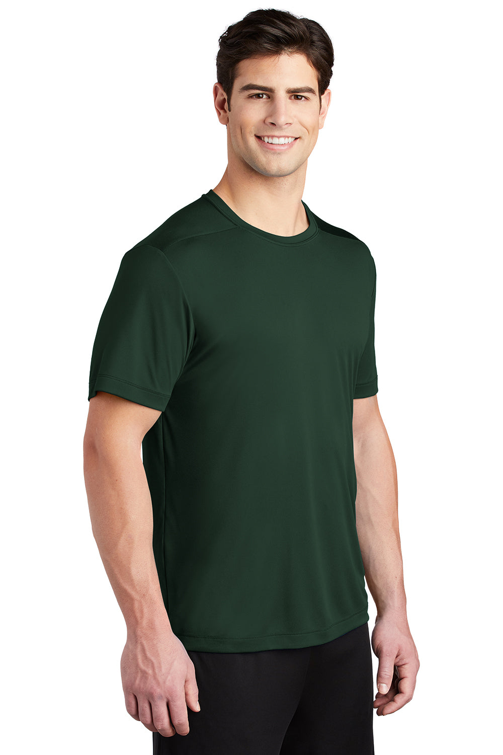 Sport-Tek ST420 Mens Moisture Wicking Short Sleeve Crewneck T-Shirt Forest Green Model 3q