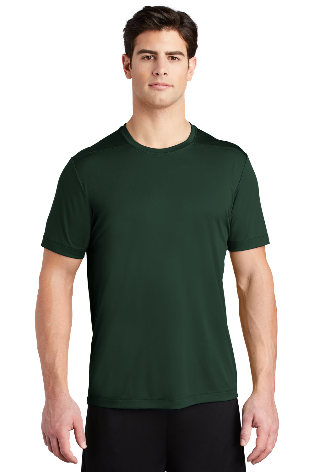 Sport-Tek ST420 Mens Moisture Wicking Short Sleeve Crewneck T-Shirt Forest Green Model Front