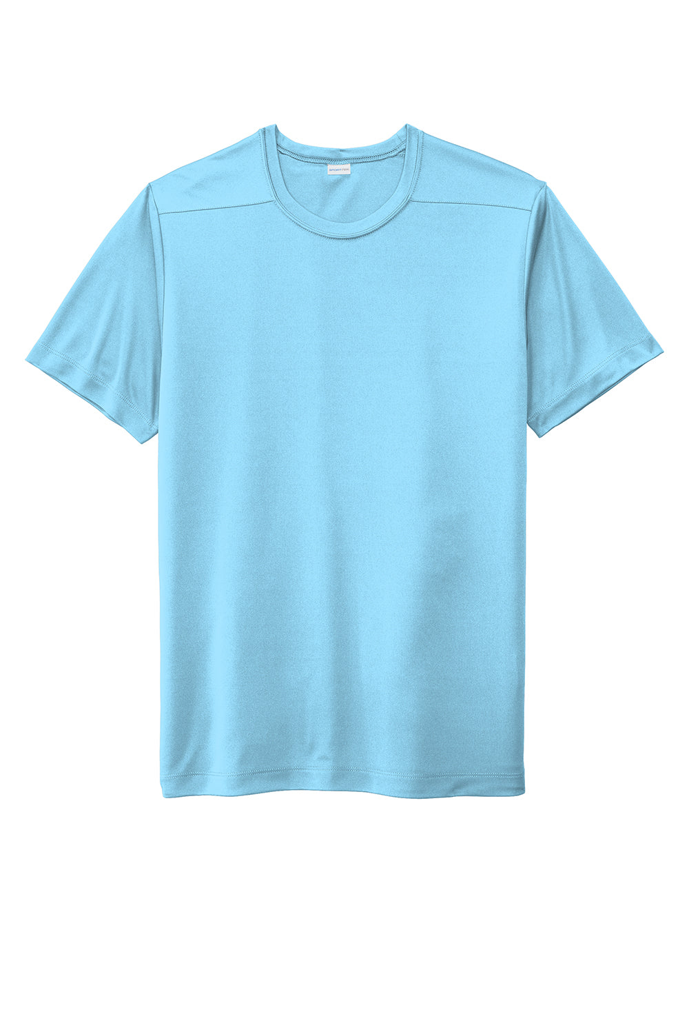 Sport-Tek ST420 Mens Moisture Wicking Short Sleeve Crewneck T-Shirt Light Blue Flat Front