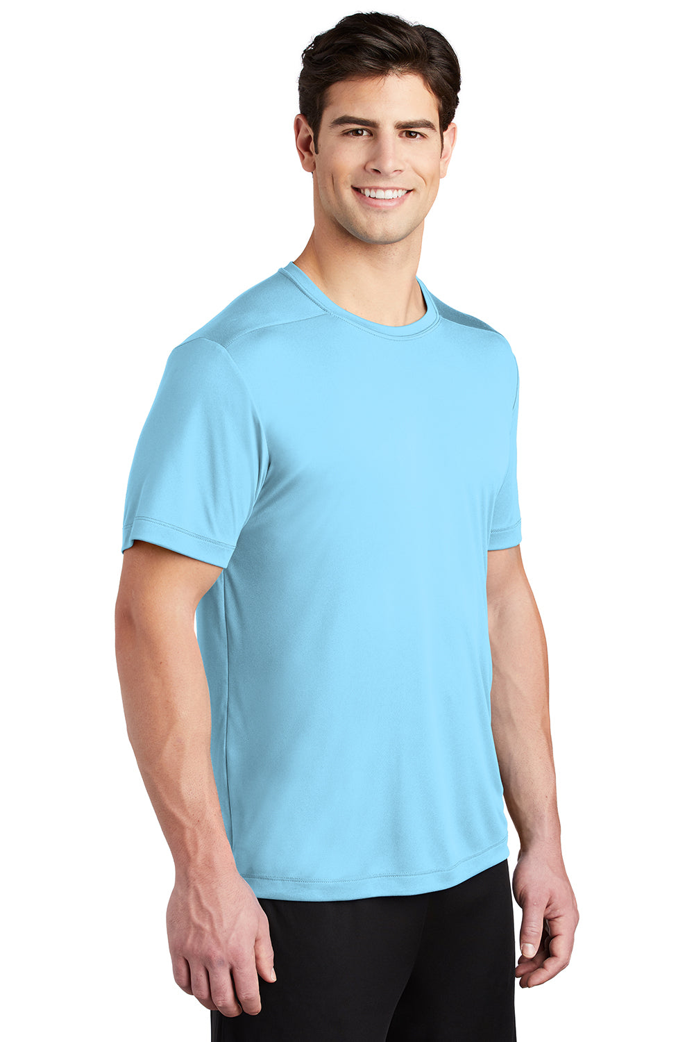 Sport-Tek ST420 Mens Moisture Wicking Short Sleeve Crewneck T-Shirt Light Blue Model 3q