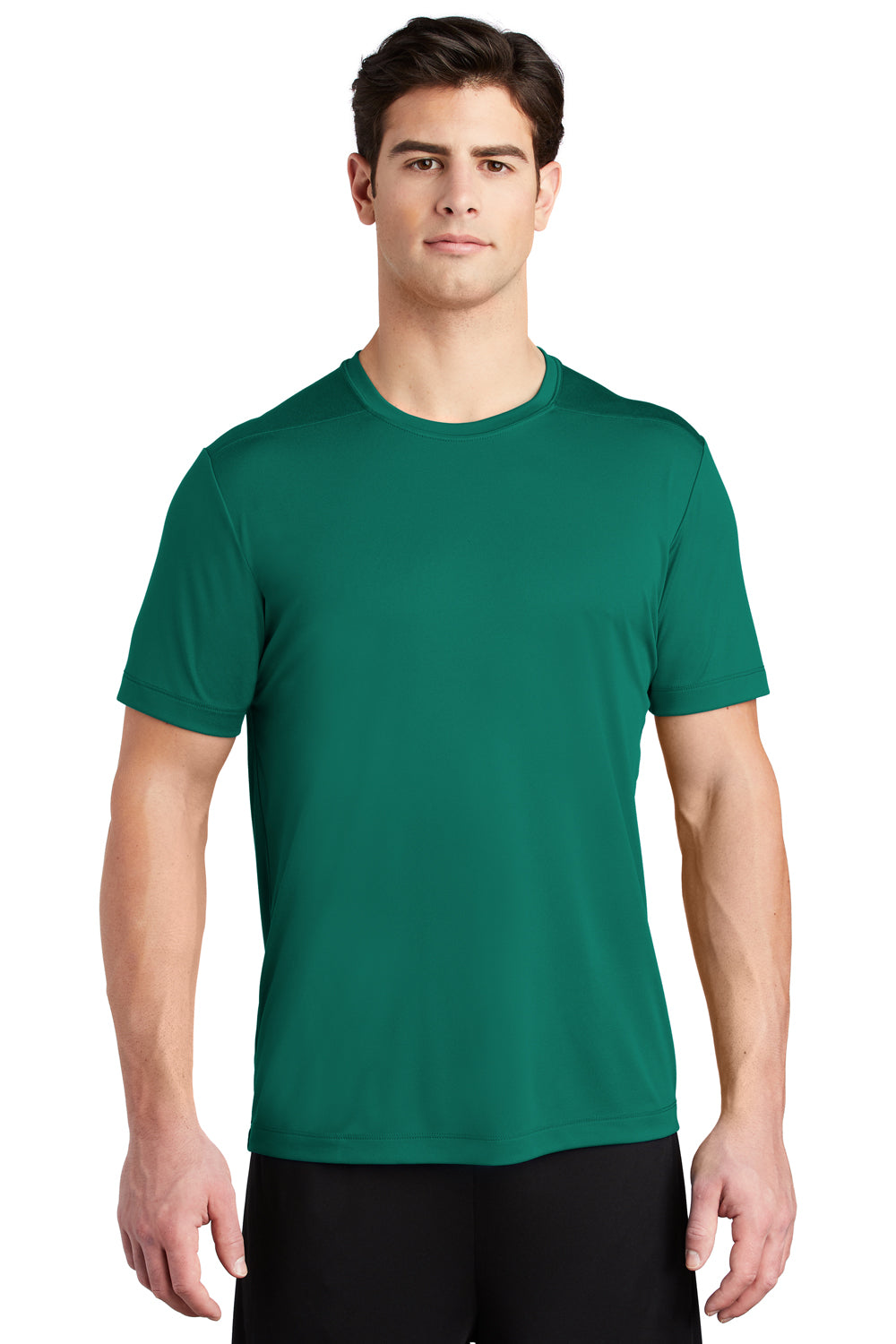 Sport-Tek ST420 Mens Moisture Wicking Short Sleeve Crewneck T-Shirt Marine Green Model Front