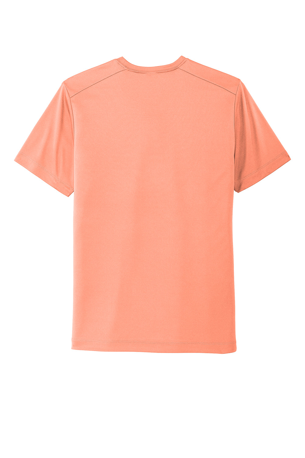 Sport-Tek ST420 Mens Moisture Wicking Short Sleeve Crewneck T-Shirt Soft Coral Orange Flat Back